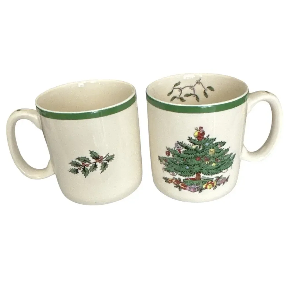 Set of 2 Spode Christmas Tree Mugs Microwave Safe